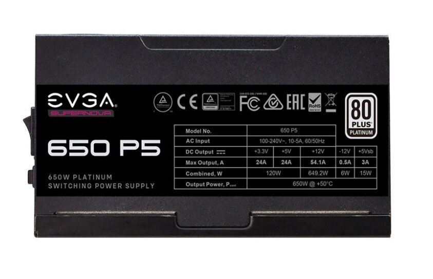 EVGA SuperNOVA 650 P5 (220-P5-0650-X2) hinta ja tiedot | Virtalähteet | hobbyhall.fi