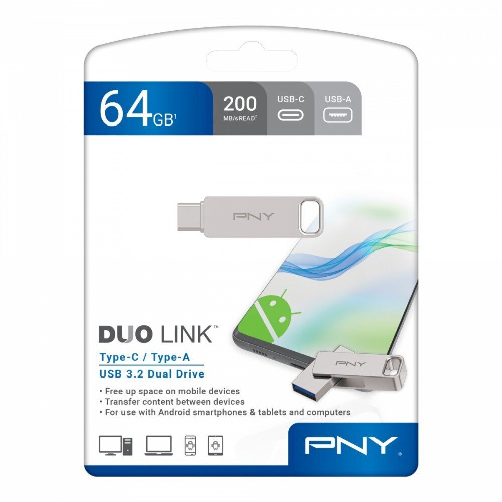 Duo Link Usb 3.2 Type-C 64GB hinta ja tiedot | Muistitikut | hobbyhall.fi
