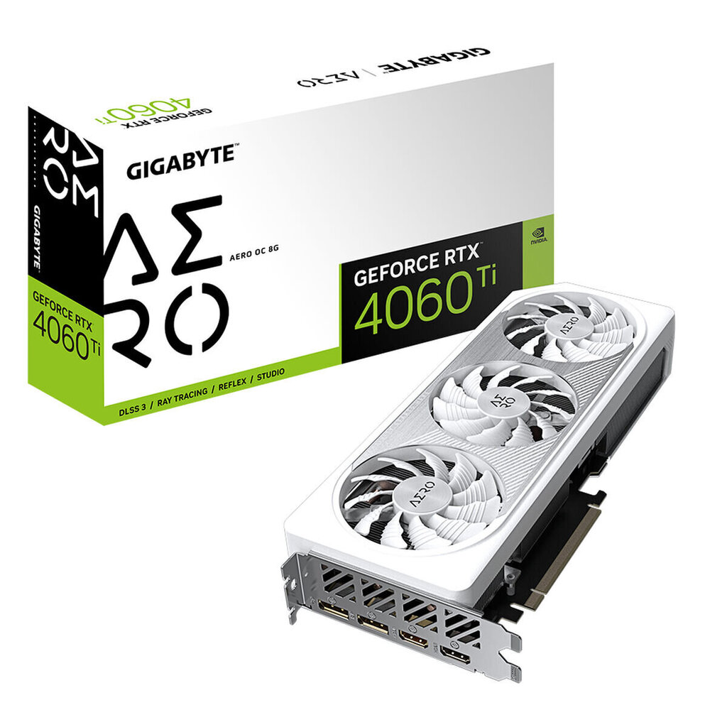 Gigabyte GeForce RTX 4060 Ti Aero OC (GV-N406TAEROOC-8GD) hinta ja tiedot | Näytönohjaimet | hobbyhall.fi