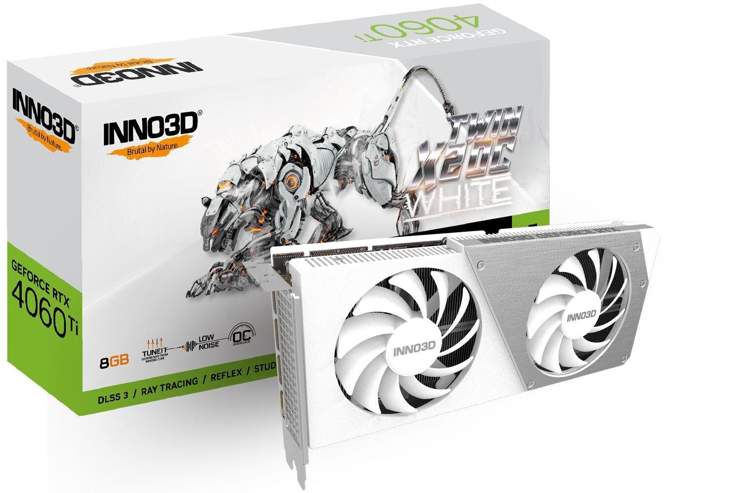 Inno3D GeForce RTX 4060 Ti 8GB Twin X2 OC White (N406T2-08D6X-171153W) hinta ja tiedot | Näytönohjaimet | hobbyhall.fi