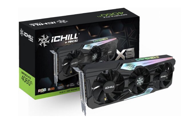 Inno3D GeForce RTX 4060 Ti iChill X3 (C406T3-08D6X-17113389) hinta ja tiedot | Näytönohjaimet | hobbyhall.fi