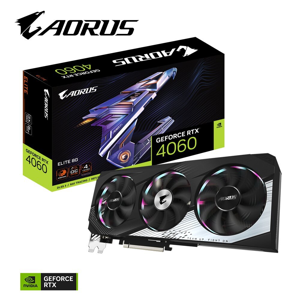 Gigabyte Aorus GeForce RTX 4060 Elite 8G (GV-N4060AORUS E-8GD) hinta ja tiedot | Näytönohjaimet | hobbyhall.fi