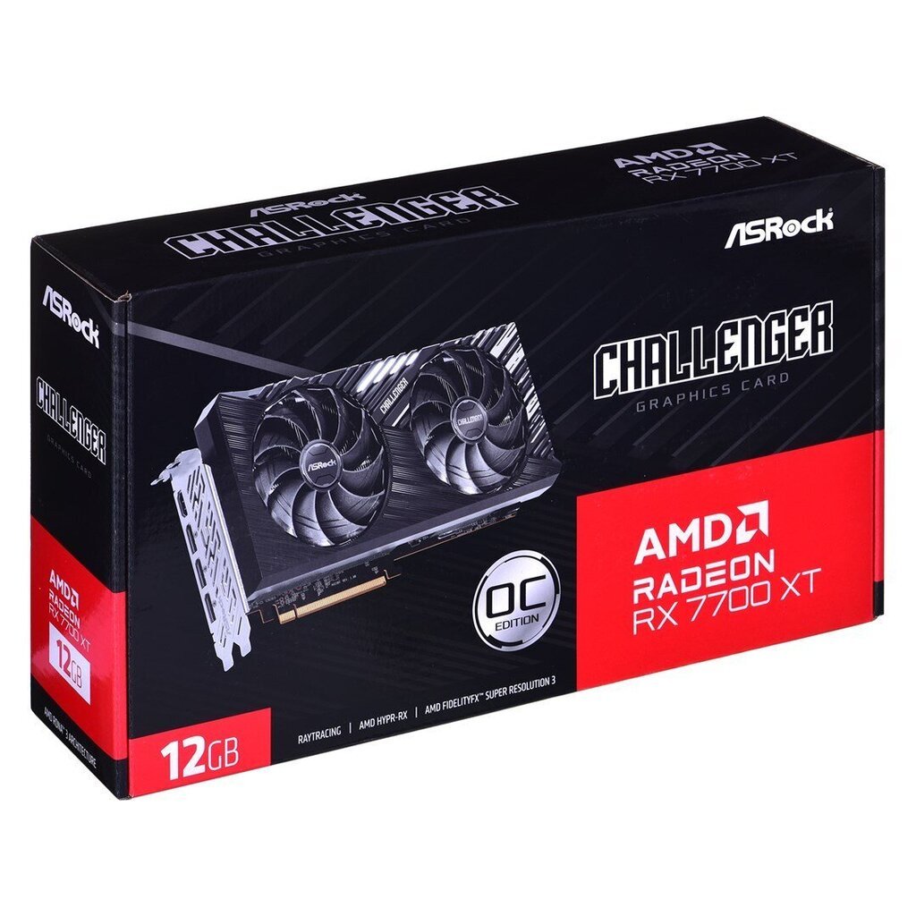 ASRock AMD Radeon RX 7700 XT Challenger 12GB OC (RX7700XT CL 12GO) hinta ja tiedot | Näytönohjaimet | hobbyhall.fi