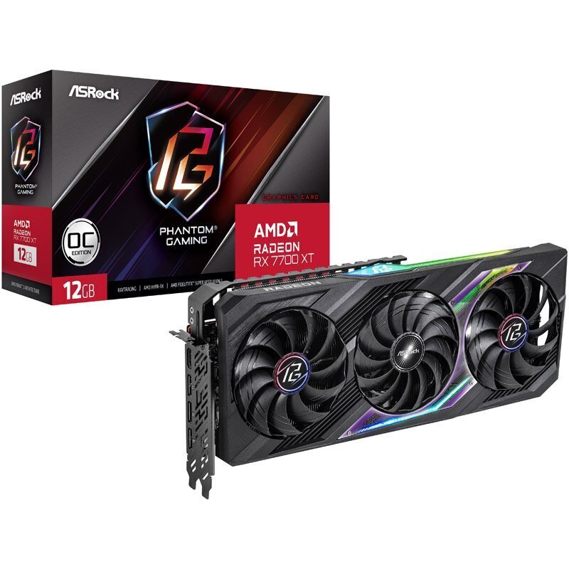 ASRock AMD Radeon RX 7700 XT Phantom Gaming 12 OC (RX7700XT PG 12GO) hinta ja tiedot | Näytönohjaimet | hobbyhall.fi