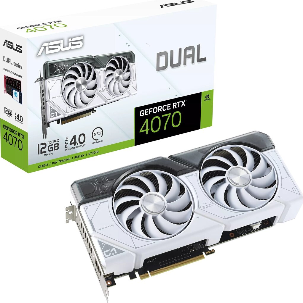 Asus Dual GeForce RTX 4070 White Edition (DUAL-RTX4070-12G-WHITE) hinta ja tiedot | Näytönohjaimet | hobbyhall.fi