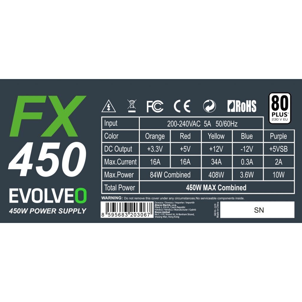 Evolveo FX CZEFX450 hinta ja tiedot | Virtalähteet | hobbyhall.fi