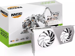 Inno3D GeForce RTX 4060 Ti Twin X2 OC White (N406T2-16D6X-178055W) hinta ja tiedot | Näytönohjaimet | hobbyhall.fi