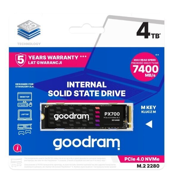 Goodram PX700 (SSDPR-PX700-04T-80) hinta ja tiedot | Kovalevyt | hobbyhall.fi