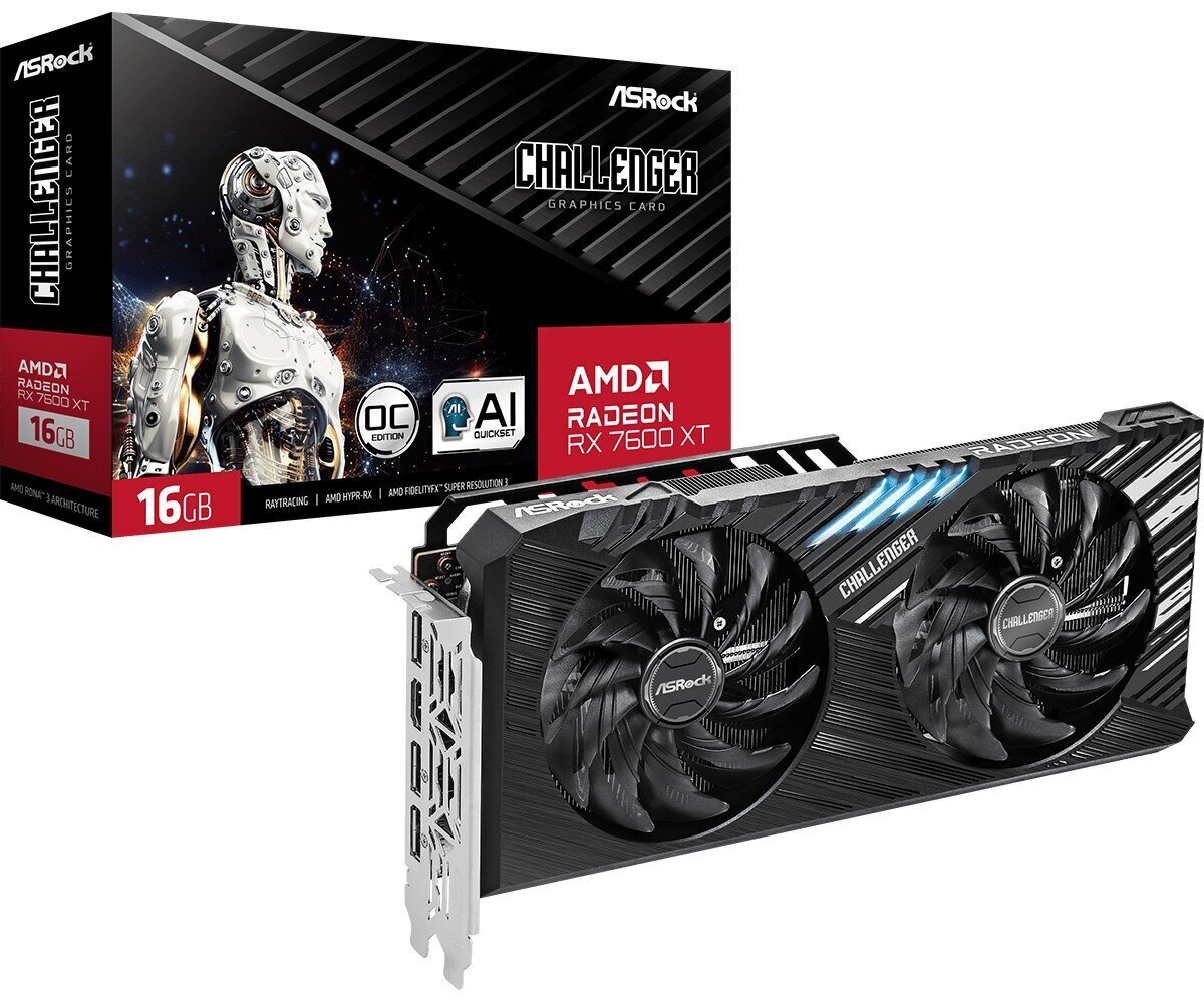 ASRock AMD Radeon RX 7600 XT Challenger OC (RX7600XT CL 16GO) hinta ja tiedot | Näytönohjaimet | hobbyhall.fi