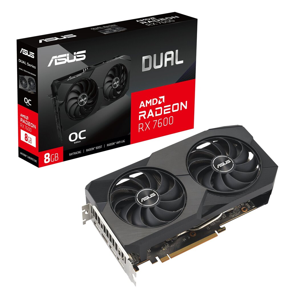 Asus Dual Radeon RX 7600 XT OC Edition (DUAL-RX7600XT-O16G) hinta ja tiedot | Näytönohjaimet | hobbyhall.fi