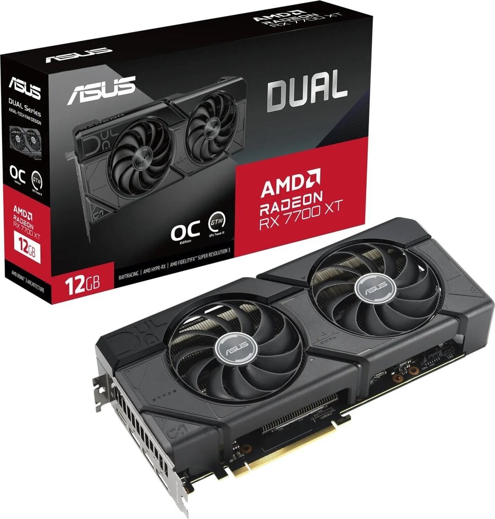 Asus Dual Radeon RX 7700 XT OC 12GB GDDR6 (DUAL-RX7700XT-O12G) hinta ja tiedot | Näytönohjaimet | hobbyhall.fi