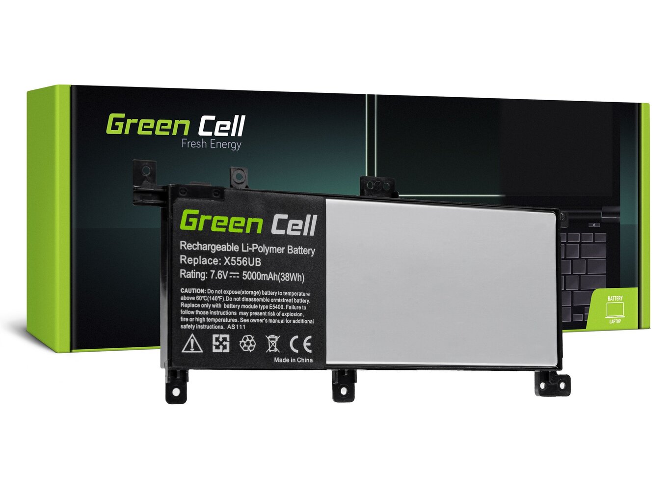 Green Cell Laptop Battery C21N1509 for Asus X556U X556UA X556UB X556UF X556UJ X556UQ X556UR X556UV hinta ja tiedot | Kannettavien tietokoneiden akut | hobbyhall.fi