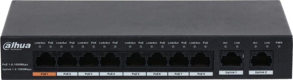 Switch|DAHUA|PFS3010-8GT-96|Desktop/pedestal|Rack|8x10Base-T / 100Base-TX / 1000Base-T|PoE ports 8|96 Watts|DH-PFS3010-8GT-96-V2 hinta ja tiedot | Verkkokytkimet | hobbyhall.fi