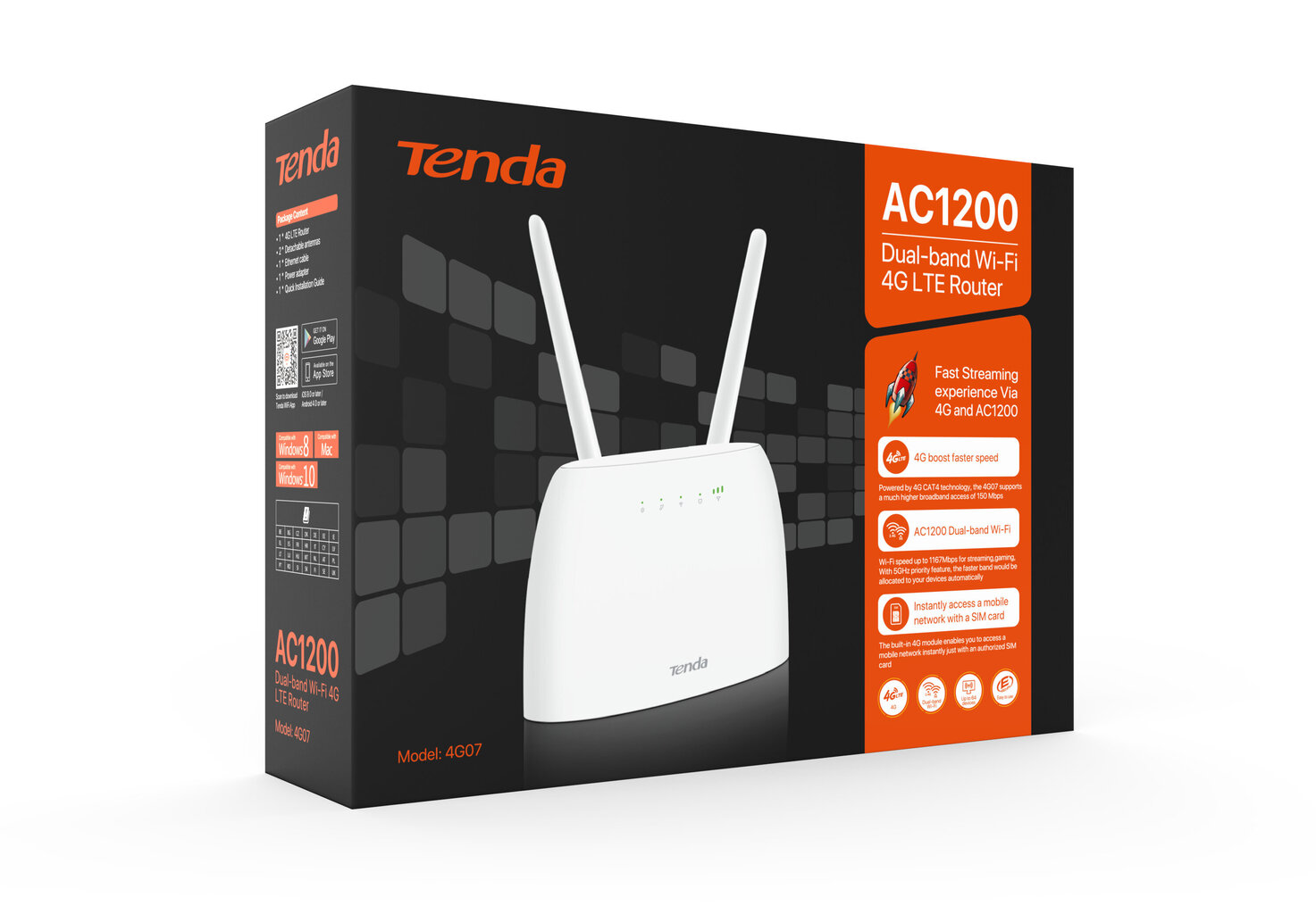 Tenda-4G07 C1200 Dual-band Wi-Fi 4G LTE hinta ja tiedot | Reitittimet ja modeemit | hobbyhall.fi