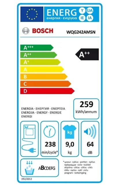 Bosch WQG242AMSN Serie 6 hinta ja tiedot | Kuivausrummut | hobbyhall.fi