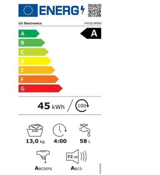 LG F4Y5LYP0W hinta ja tiedot | Pyykinpesukoneet | hobbyhall.fi