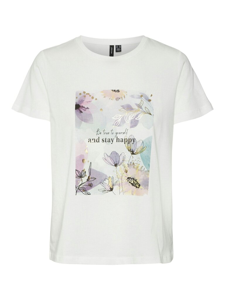 Vero Moda naisten T-paita 10301719*01, valkoinen/beige 5715509174514 hinta ja tiedot | Naisten T-paidat | hobbyhall.fi
