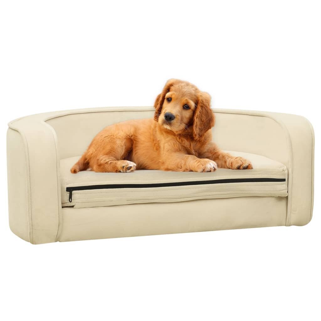 vidaXL Taitettava koiran sohva kerma 73x67x26 cm plyysi pestävä hinta ja tiedot | Pedit ja pesät | hobbyhall.fi