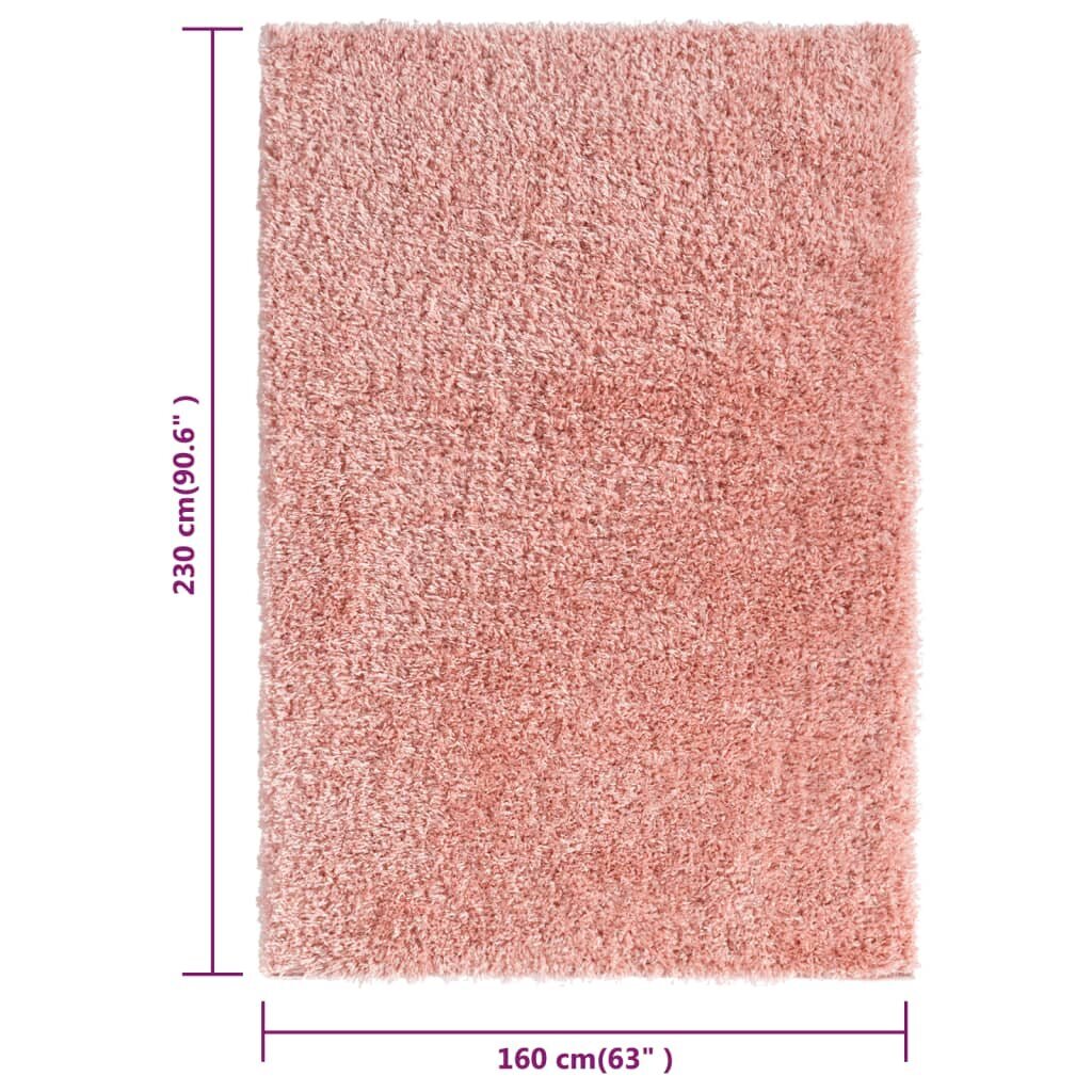 vidaXL Korkeanukkainen Shaggy matto pinkki 160x230 cm 50 mm hinta ja tiedot | Isot matot | hobbyhall.fi