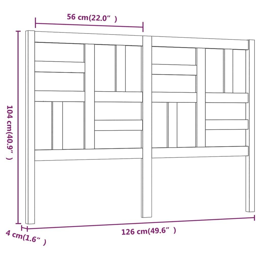 vidaXL Sängynpääty valkoinen 126x4x104 cm täysi mänty hinta ja tiedot | Sängyt | hobbyhall.fi