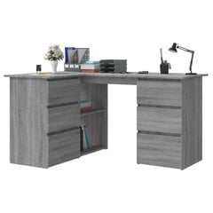 vidaXL Kulmapöytä harmaa Sonoma 145x100x76 cm tekninen puu hinta ja tiedot | Tietokonepöydät ja työpöydät | hobbyhall.fi