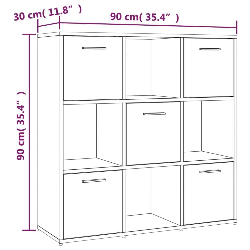 vidaXL Kirjahylly savutammi 90x30x90 cm tekninen puu hinta ja tiedot | Hyllyt | hobbyhall.fi