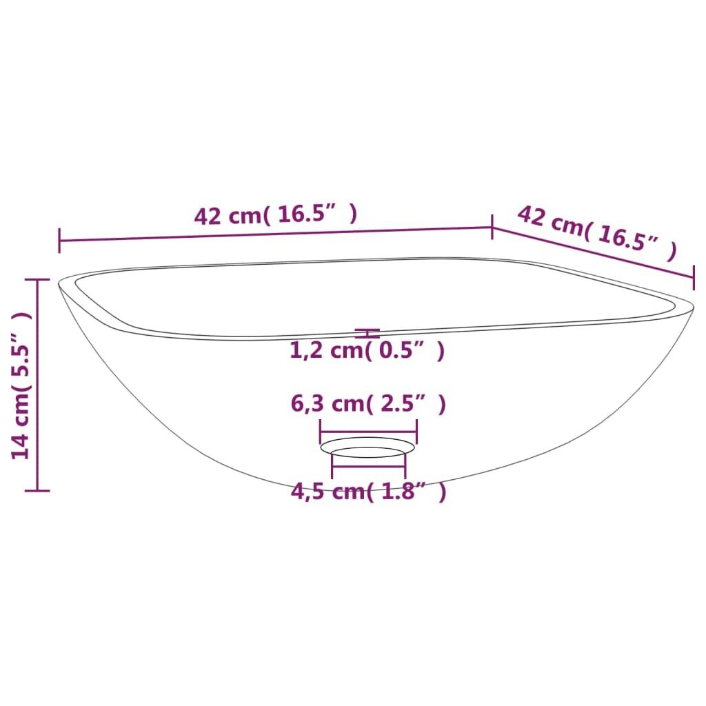 vidaXL Pesuallas lasi 42x42x14 cm kulta hinta ja tiedot | Pesualtaat | hobbyhall.fi