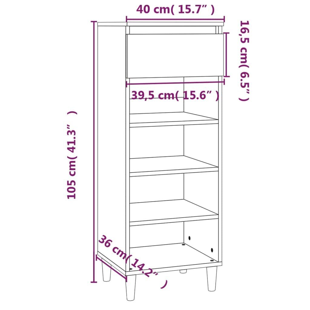 vidaXL Kenkäkaappi savutammi 40x36x105 cm tekninen puu hinta ja tiedot | Kenkäkaapit ja -hyllyt | hobbyhall.fi