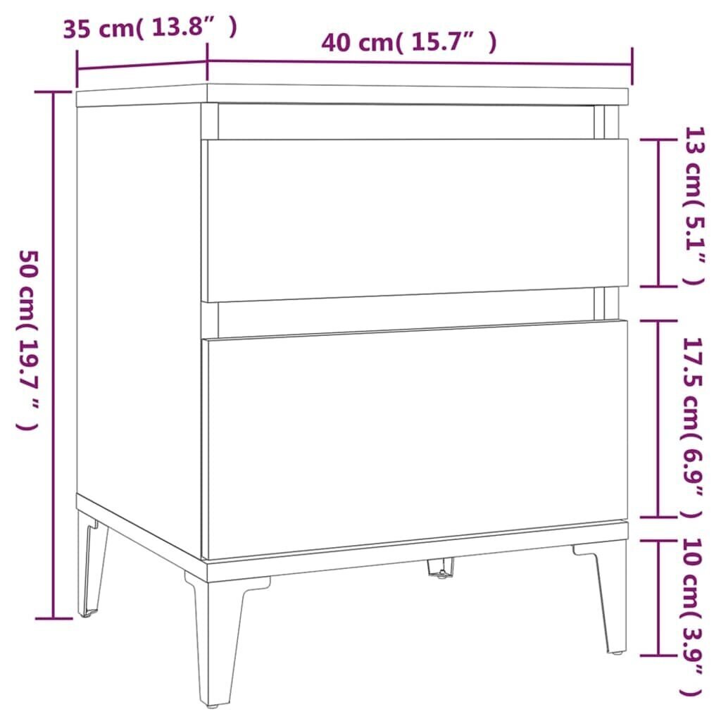 vidaXL Yöpöytä savutammi 40x35x50 cm hinta ja tiedot | Olohuoneen kaapit ja lipastot | hobbyhall.fi