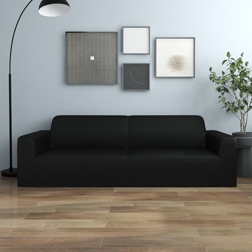 vidaXL Joustava 3-istuttavan sohvan päällinen musta polyesteri jersey hinta ja tiedot | Huonekalujen päälliset | hobbyhall.fi