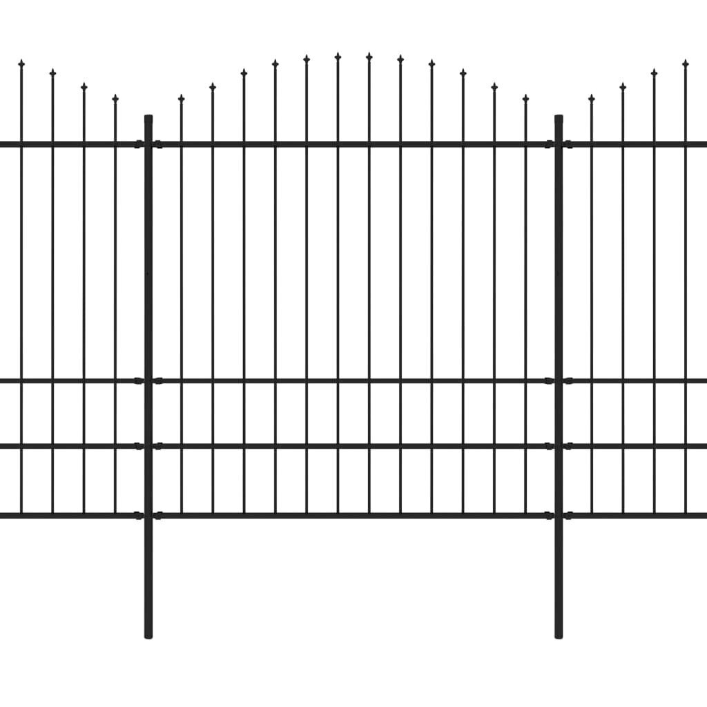 vidaXL Puutarha-aita keihäskärjillä teräs (1,75-2)x6,8 m musta hinta ja tiedot | Aidat ja tarvikkeet | hobbyhall.fi