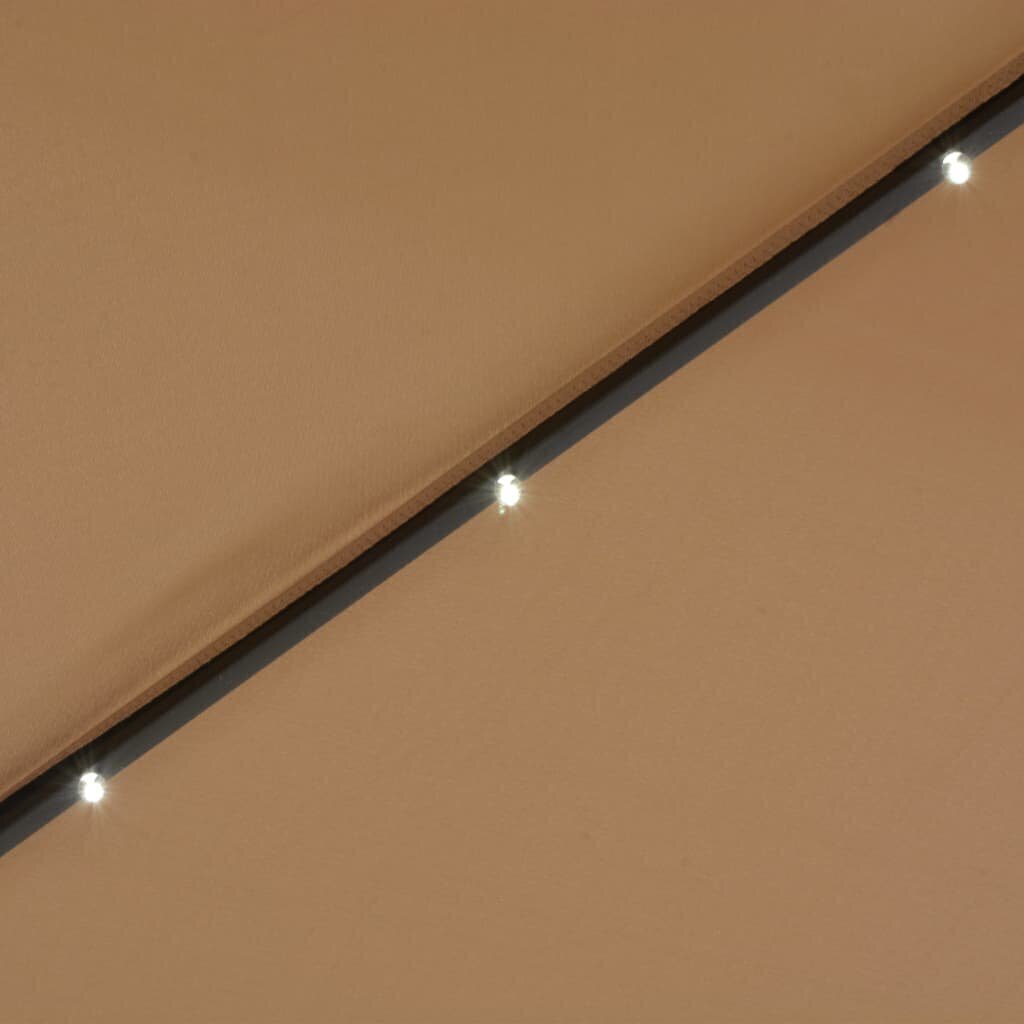 vidaXL Aurinkovarjo LED-valot terästanko 300 cm harmaanruskea hinta ja tiedot | Aurinkovarjot ja markiisit | hobbyhall.fi