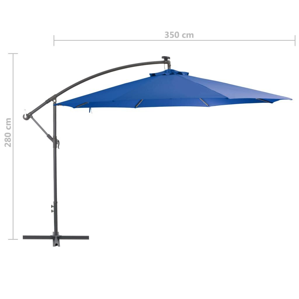 vidaXL Riippuva aurinkovarjo alumiinipylväällä 350 cm sininen hinta ja tiedot | Aurinkovarjot ja markiisit | hobbyhall.fi