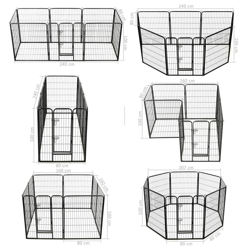 vidaXL Pentuaitaus 8 paneelia teräs 80x100 cm musta hinta ja tiedot | Kuljetushäkit ja kuljetuslaatikot | hobbyhall.fi