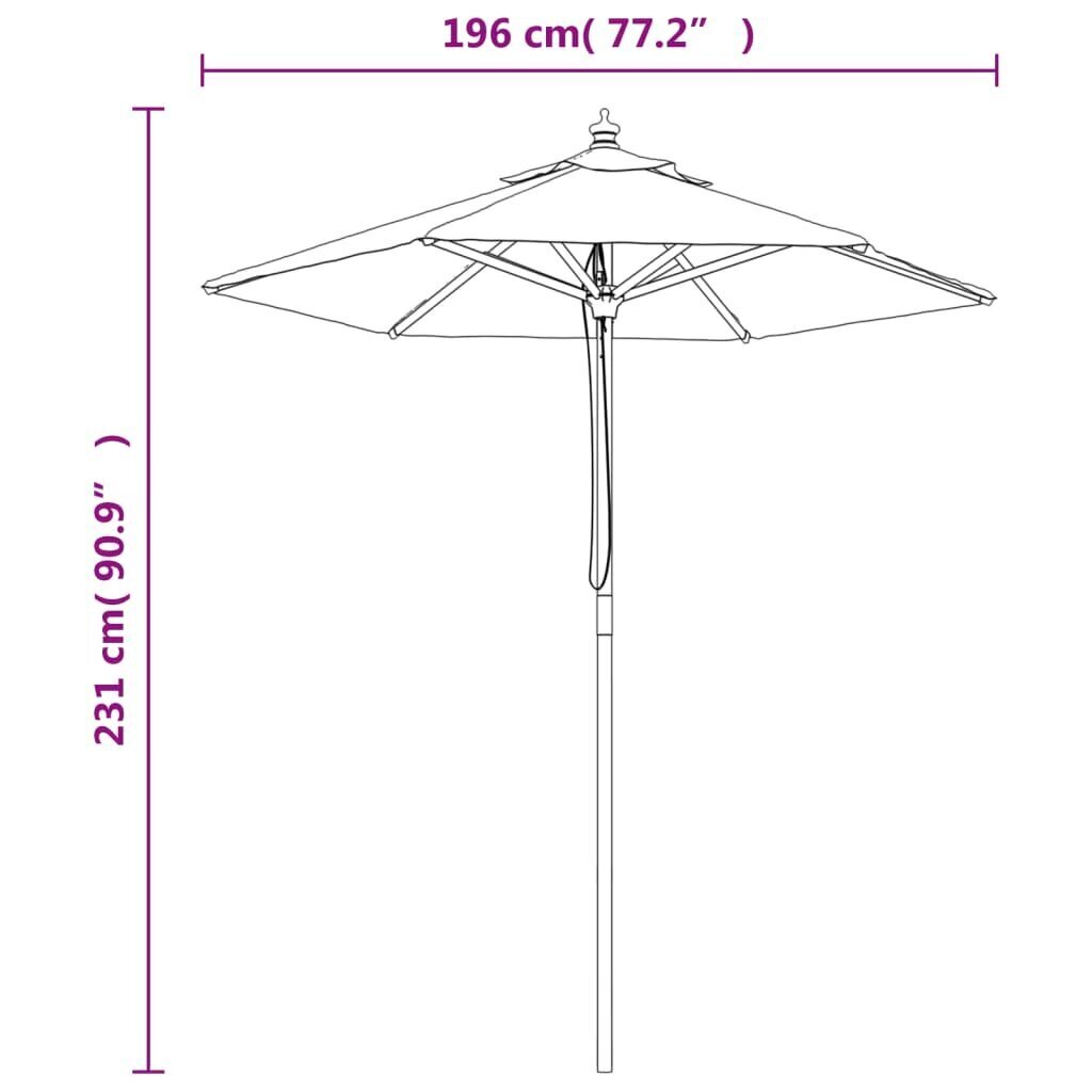 vidaXL Puutarhan aurinkovarjo puutolppa hiekka 196x231 cm hinta ja tiedot | Aurinkovarjot ja markiisit | hobbyhall.fi