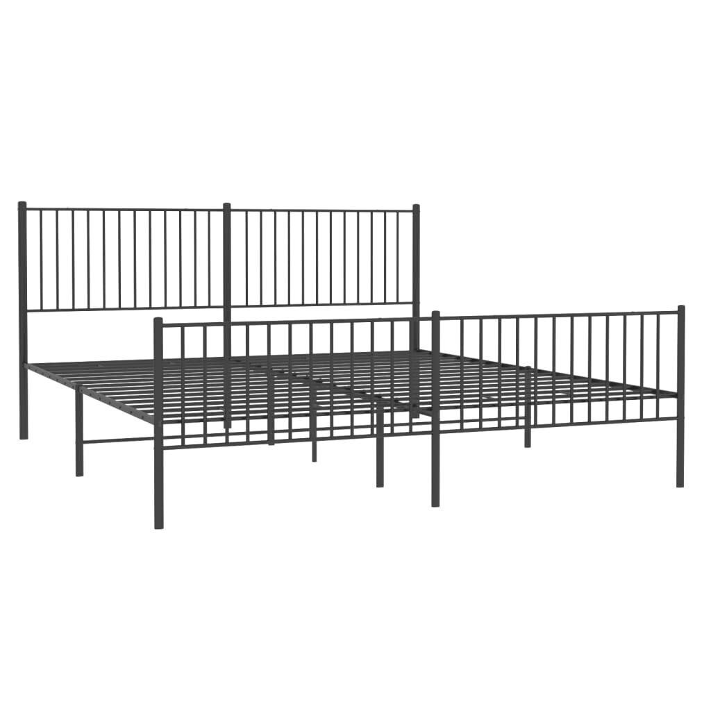 vidaXL Metallinen sängynrunko päädyillä musta 193x203 cm hinta ja tiedot | Sängyt | hobbyhall.fi