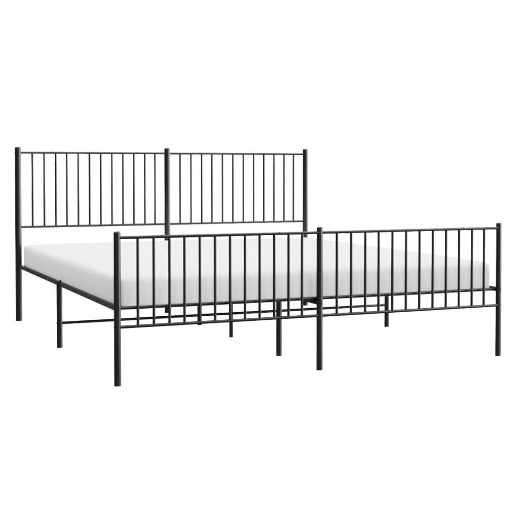 vidaXL Metallinen sängynrunko päädyillä musta 193x203 cm hinta ja tiedot | Sängyt | hobbyhall.fi