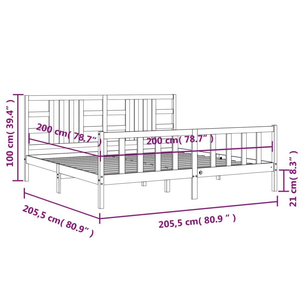 vidaXL Sängynrunko päädyllä valkoinen 200x200 cm täysi puu hinta ja tiedot | Sängyt | hobbyhall.fi