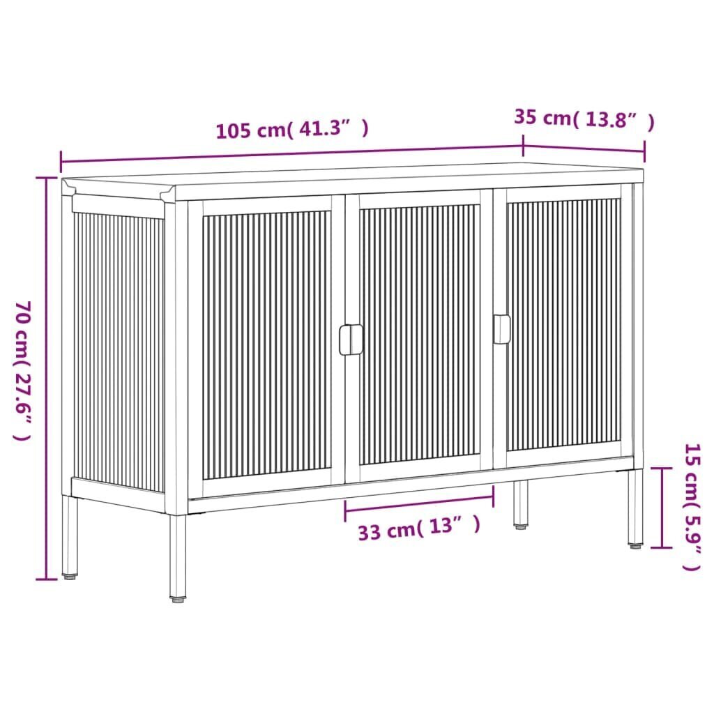 vidaXL Senkki musta 105x35x70 cm lasi ja teräs hinta ja tiedot | Olohuoneen kaapit ja lipastot | hobbyhall.fi