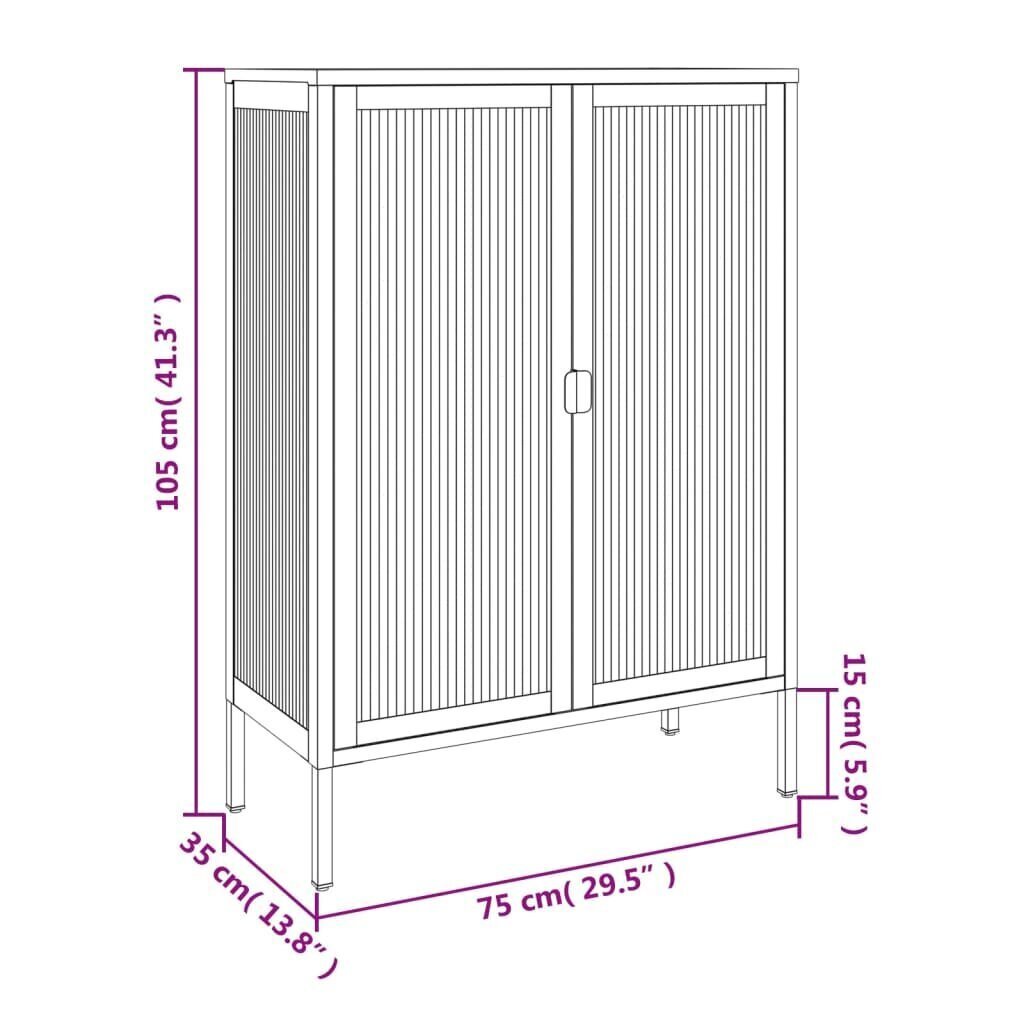 vidaXL Senkki musta 75x35x105 cm lasi ja teräs hinta ja tiedot | Olohuoneen kaapit ja lipastot | hobbyhall.fi