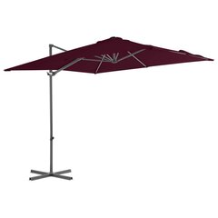 vidaXL Riippuva aurinkovarjo teräspylväällä viininpunainen 250x250 cm hinta ja tiedot | Aurinkovarjot ja markiisit | hobbyhall.fi