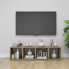 vidaXL TV-tasot 4 kpl valkoinen ja Sonoma-tammi 37x35x37 cm lastulevy hinta ja tiedot | TV-tasot | hobbyhall.fi