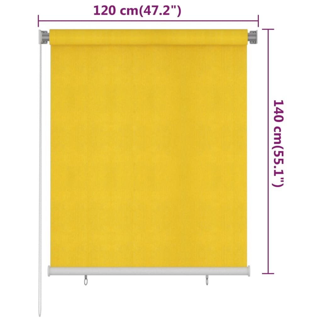 vidaXL Rullaverho ulkotiloihin 120x140 cm keltainen HDPE hinta ja tiedot | Kaihtimet | hobbyhall.fi