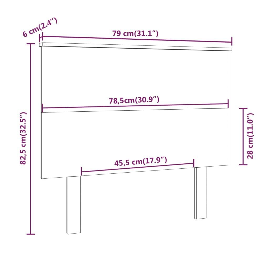 vidaXL Sängynpääty valkoinen 79x6x82,5 cm täysi mänty hinta ja tiedot | Sängyt | hobbyhall.fi