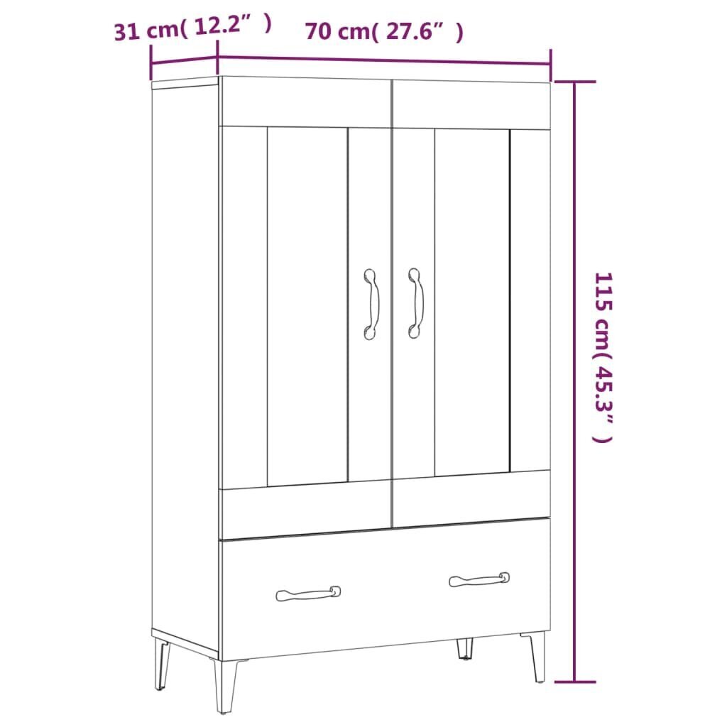 vidaXL Kaappi musta 70x31x115 cm tekninen puu hinta ja tiedot | Lipastot | hobbyhall.fi