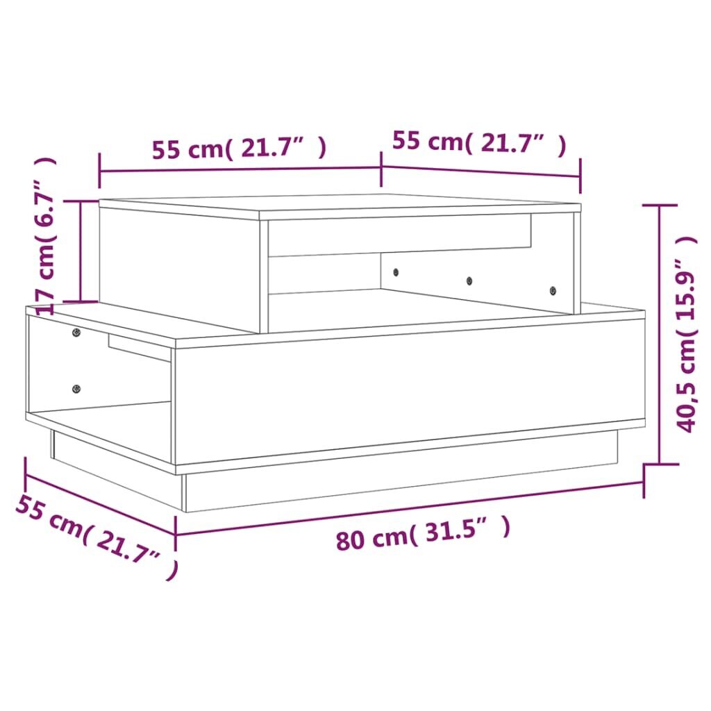 vidaXL Sohvapöytä musta 80x55x40,5 cm täysi mänty hinta ja tiedot | Sohvapöydät | hobbyhall.fi