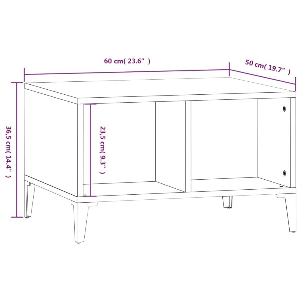 vidaXL Sohvapöytä korkeakiilto valkoinen 60x50x36,5 cm tekninen puu hinta ja tiedot | Sohvapöydät | hobbyhall.fi