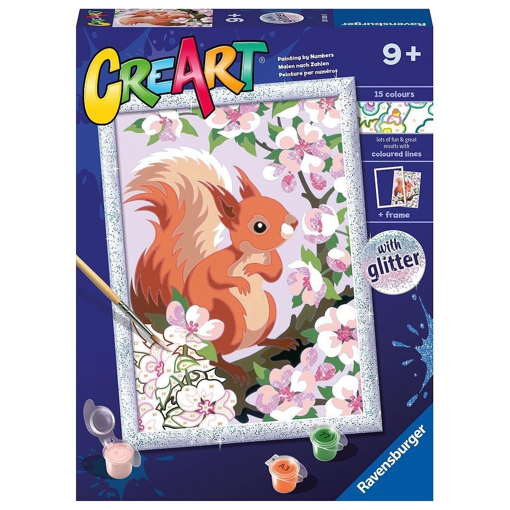 Numbers Spring Squirrel Ravensburger Paint hinta ja tiedot | Maalaa numeroiden mukaan | hobbyhall.fi