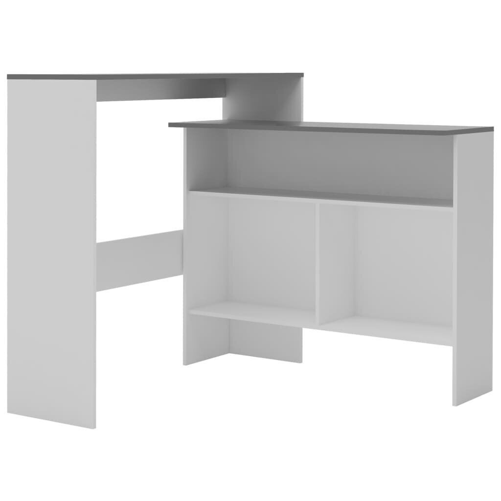 vidaXL Baaripöytä 2 pöytätasolla valkoinen ja tammi 130x40x120 cm hinta ja tiedot | Ruokapöydät | hobbyhall.fi