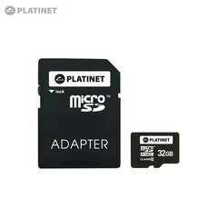 Muistikortti Platinet MicroSD 32GB (class10) + SD-sovitin hinta ja tiedot | Puhelimen muistikortit | hobbyhall.fi